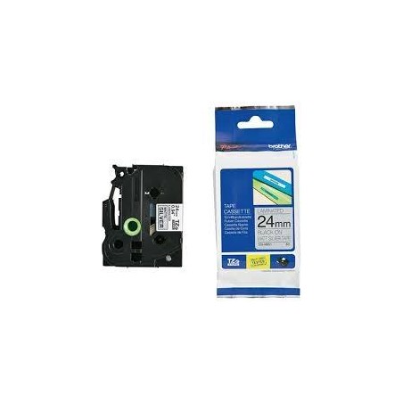 BROTHER CINTA ROTULADORA LAMINADA TEXTO NEGRO SOBRE FONDO PLATA MATE - 24MMX8M