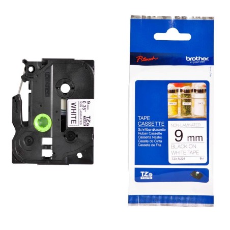 BROTHER CINTA ROTULADORA NO LAMINADA TEXTO NEGRO SOBRE BLANCO - 9MMX8M