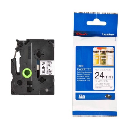 BROTHER CINTA ROTULADORA NO LAMINADA TEXTO NEGRO SOBRE BLANCO - 24MMX8M