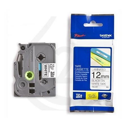 BROTHER CINTA ROTULADORA LAMINADA SUPER ADHESIVA TEXTO NEGRO SOBRE TRANSPARENTE - 12MMX8M