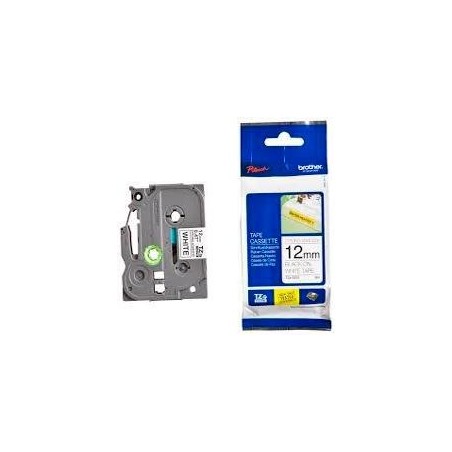 BROTHER CINTA ROTULADORA LAMINADA SUPER ADHESIVA TEXTO NEGRO SOBRE BLANCO - 12MMX8M