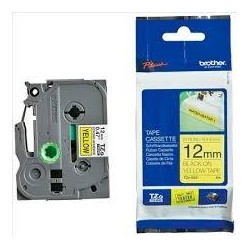 BROTHER CINTA ROTULADORA LAMINADA SUPER ADHESIVA TEXTO NEGRO SOBRE AMARILLO - 12MMX8M