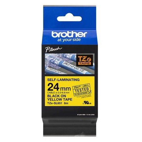 BROTHER CINTA ROTULADORA AUTOLAMINADA TEXTO NEGRO SOBRE AMARILLO - 24MMX8M