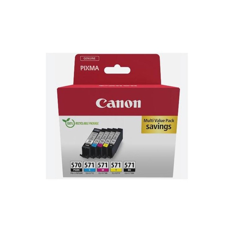 CANON TINTA ECOPACK PGBK+ BK/C/M/Y - PIXMA TS 5051/5053/5055/6050/6051/6052/8051/8052/9050/9055 - PGI 570 + CLI 571
