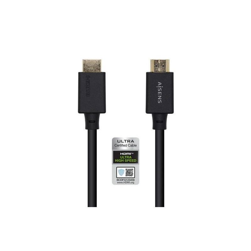 AISENS CABLE HDMI V2.1 PREMIUM ALTA VELOCIDAD HEC 8K@60HZ 48GBPS A/M - A/M NEGRO 0,5M