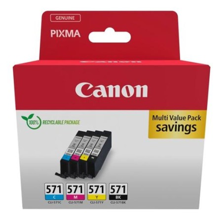 CANON TINTA ECOPACK BK+ C/M/Y PARA PIXMA TS 5051/5053/5055/6050/6051/6052/8051/8052/9050/9055 - CLI 571