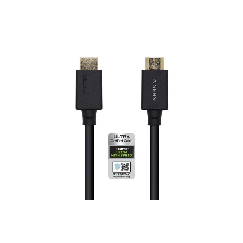 AISENS CABLE HDMI V2.1 PREMIUM ALTA VELOCIDAD HEC 8K@60HZ 48GBPS A/M - A/M NEGRO 1,0M