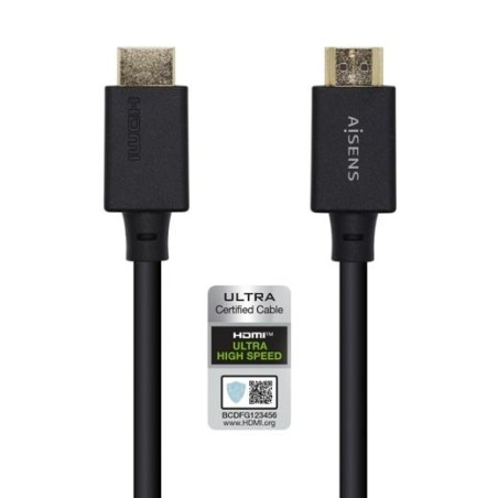 AISENS CABLE HDMI V2.1 PREMIUM ALTA VELOCIDAD HEC 8K@60HZ 48GBPS A/M - A/M NEGRO 1,0M