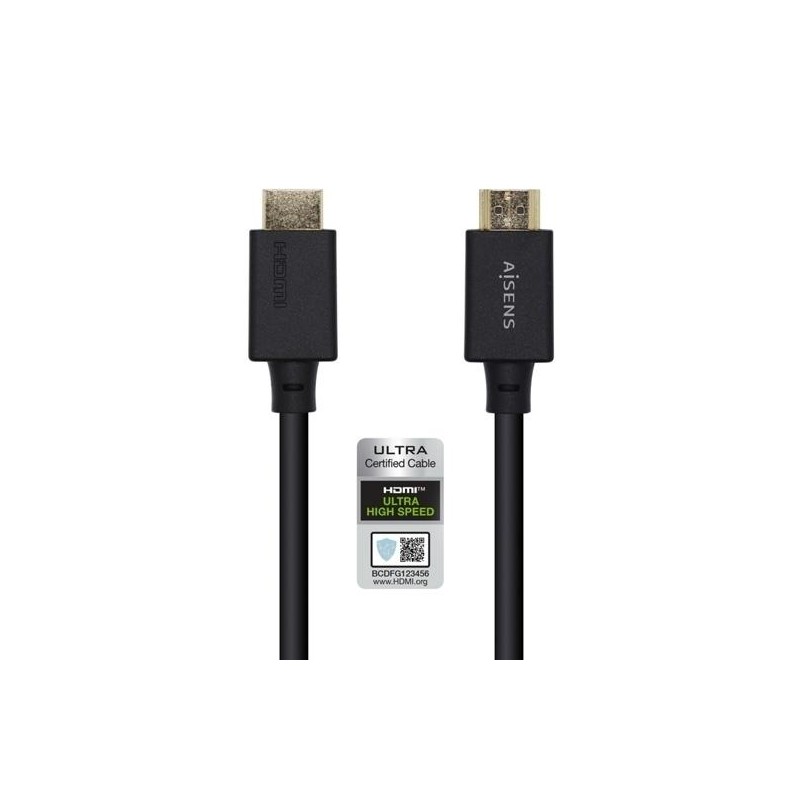 AISENS CABLE HDMI V2.1 PREMIUM ALTA VELOCIDAD HEC 8K@60HZ 48GBPS A/M - A/M NEGRO 2,0M