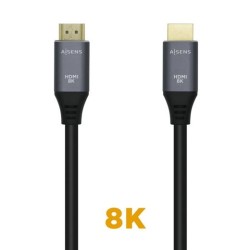 AISENS CABLE HDMI V2.1 PREMIUM ALTA VELOCIDAD HEC 8K@60HZ 48GBPS A/M - A/M GRIS/NEGRO 0,5M