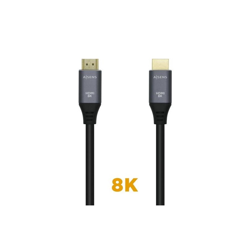 AISENS CABLE HDMI V2.1 PREMIUM ALTA VELOCIDAD HEC 8K@60HZ 48GBPS A/M - A/M GRIS/NEGRO 0,5M