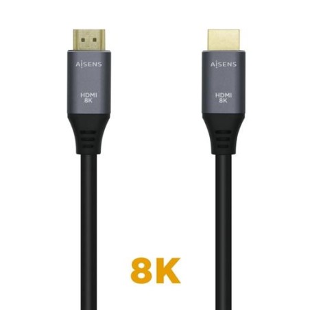 AISENS CABLE HDMI V2.1 PREMIUM ALTA VELOCIDAD HEC 8K@60HZ 48GBPS A/M - A/M GRIS/NEGRO 0,5M