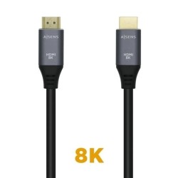 AISENS CABLE HDMI V2.1 PREMIUM ALTA VELOCIDAD HEC 8K@60HZ 48GBPS A/M - A/M GRIS/NEGRO 2,0 M