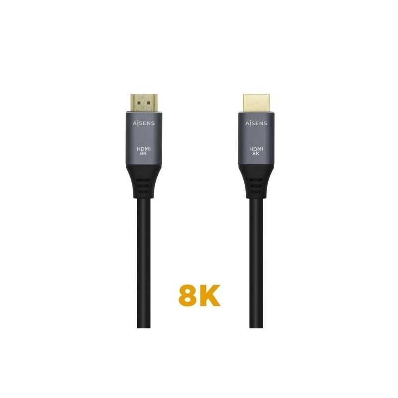 AISENS CABLE HDMI V2.1 PREMIUM ALTA VELOCIDAD HEC 8K@60HZ 48GBPS A/M - A/M GRIS/NEGRO 2,0 M