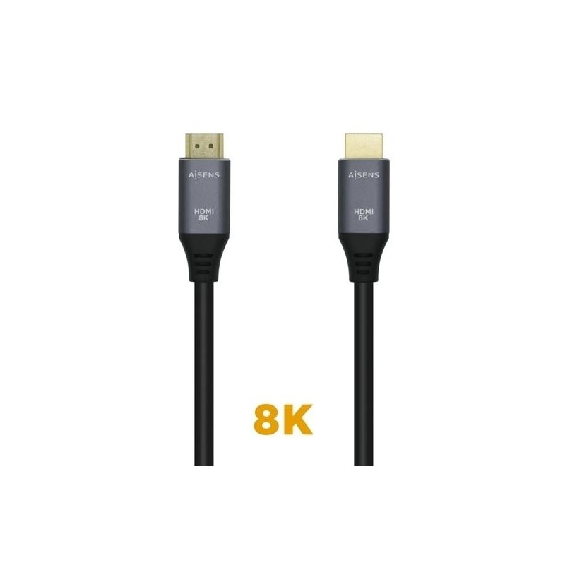 AISENS CABLE HDMI V2.1 PREMIUM ALTA VELOCIDAD HEC 8K@60HZ 48GBPS A/M - A/M GRIS/NEGRO 3,0 M