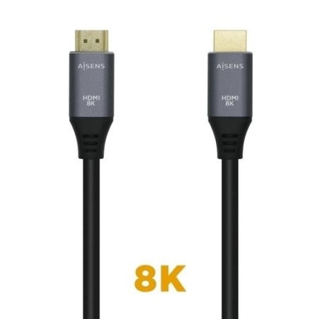 AISENS CABLE HDMI V2.1 PREMIUM ALTA VELOCIDAD HEC 8K@60HZ 48GBPS A/M - A/M GRIS/NEGRO 3,0 M