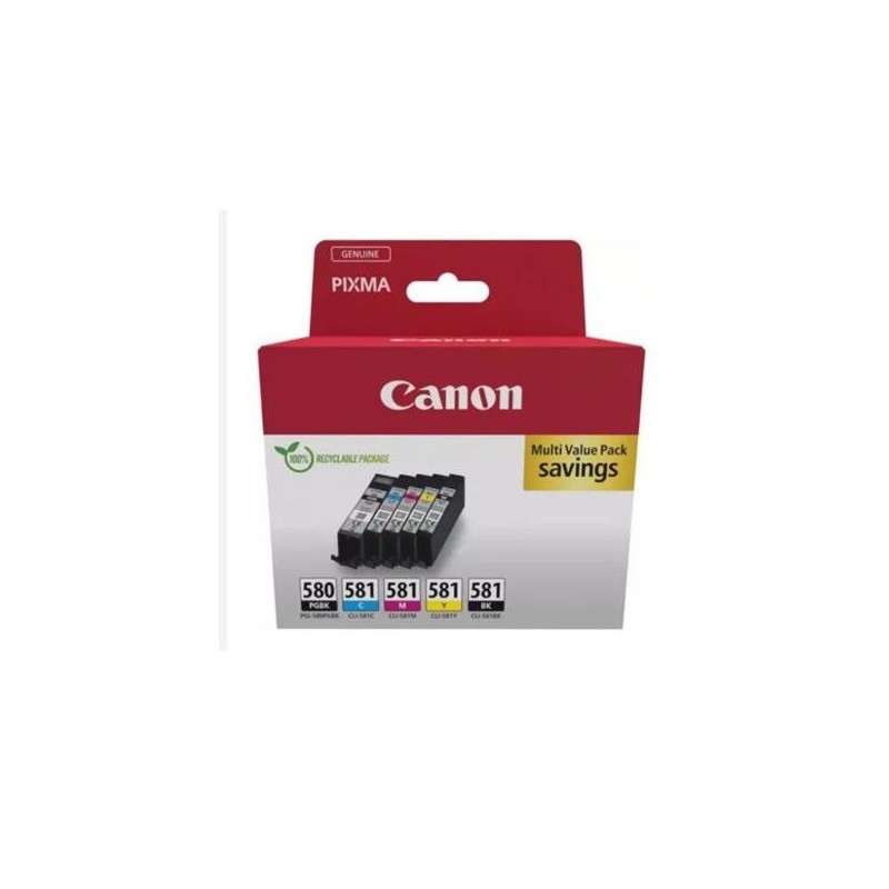 CANON TINTA ECOPACK BK+C/M/Y PIXMA TS 6251/6350/6351/705/8252/8350/8351/8352/9550/9551 - PGI 580+CLI 581 (PACK 4 COLORES)