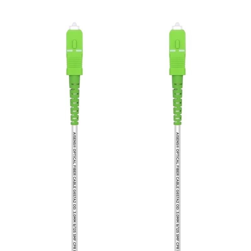 AISENS CABLE FIBRA ÓPTICA LATIGUILLO G657A2 3.0 9/125 SMF SIMPLEX CPR DCA LSZH,SC/APC-SC/APC, BLANCO 1.0M