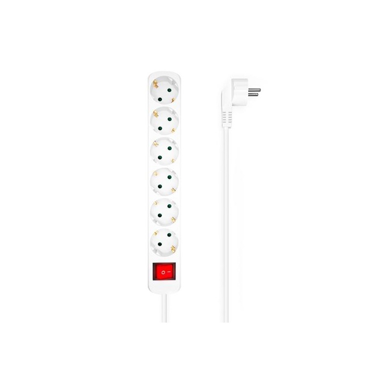 AISENS REGLETA DE ENCHUFES CON 6 TOMAS CON INTERRUPTOR CABLE 1,4M BLANCO