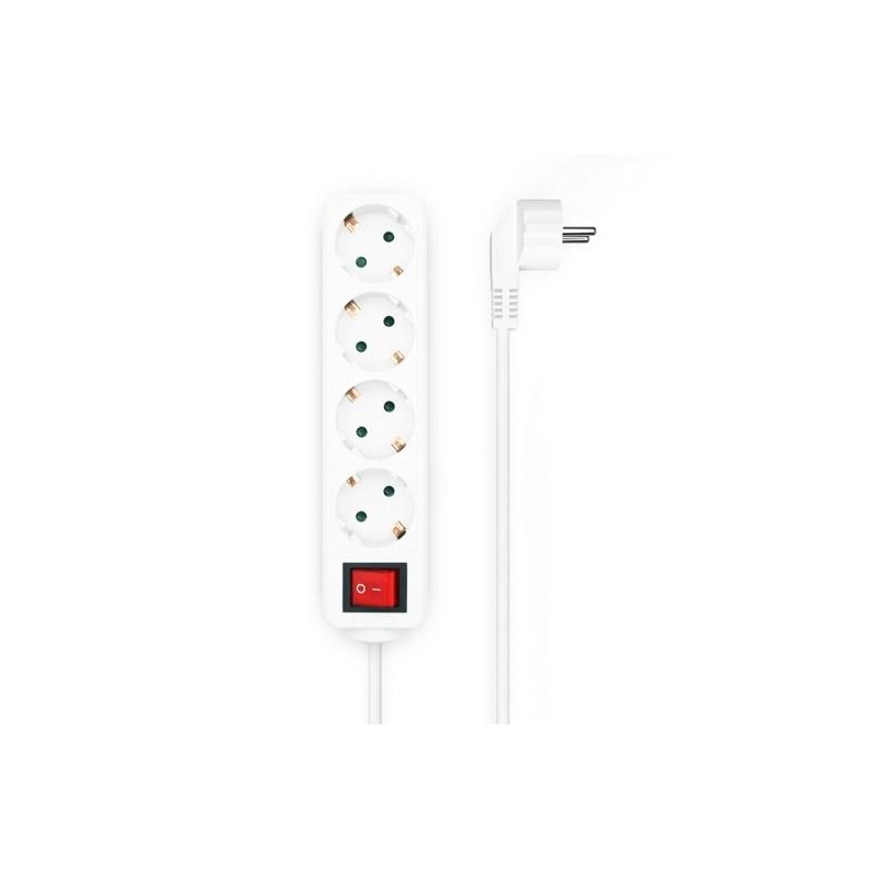 AISENS BASE MULTIPLE 4 TOMAS CON INTERRUPTOR CON CABLE 3X1,5MM2, BLANCO, 1,4M