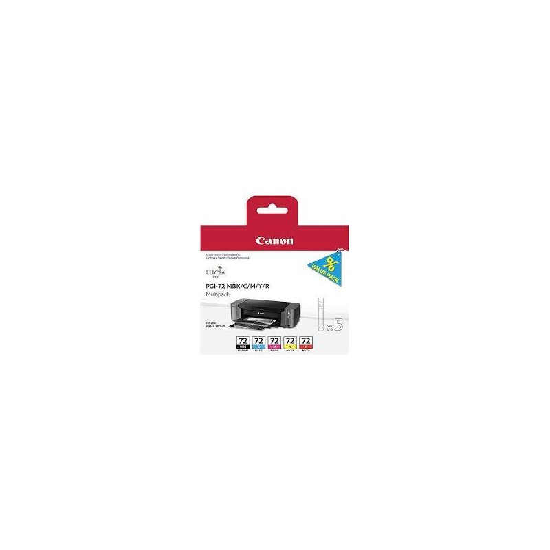 CANON TINTA MULTIPACK MBK/C/M/Y/R PIXMA PRO 10 (PACK 5 COLORES) - PGI 72