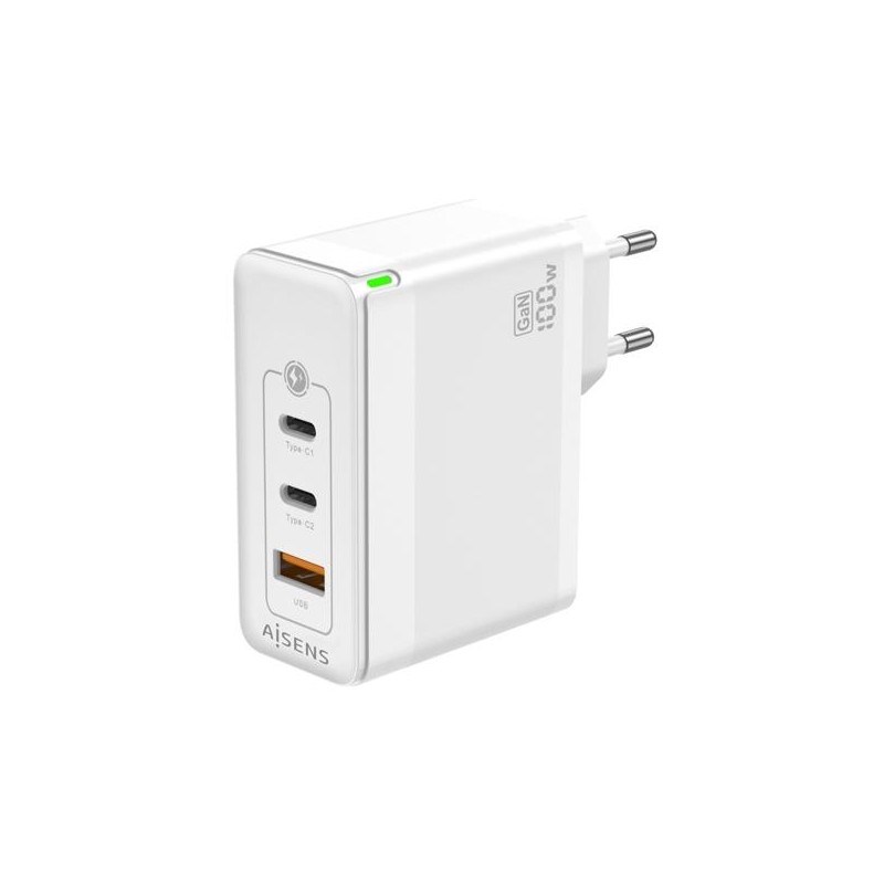 AISENS CARGADOR GAN 100W, 2XUSB-C PD3.0 QC4.0 QC5.0, 1XUSB-A QC3.0, BLANCO
