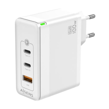 AISENS CARGADOR GAN 100W, 2XUSB-C PD3.0 QC4.0 QC5.0, 1XUSB-A QC3.0, BLANCO