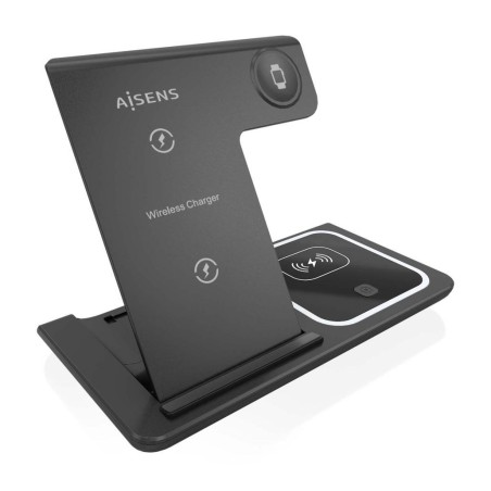 AISENS CARGADOR INALAMBRICO USB-C 3 EN 1 DE 15W MOVIL, APPLE WACHT, AURICULARES CON ESTUCHE DE CARGA, NEGRO