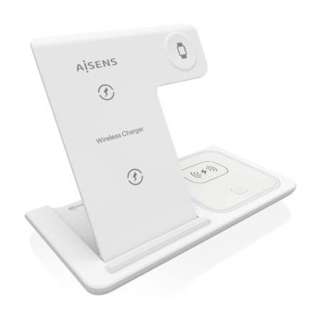 AISENS CARGADOR INALAMBRICO USB-C 3 EN 1 DE 15W MOVIL, APPLE WACHT, AURICULARES CON ESTUCHE DE CARGA, BLANCO