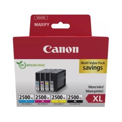 CANON TINTA ECOPACK BK+C/M/Y MAXIFI IB 4050/4150 - MB 5050/5150/5155/5350/5450/5455 (PACK 4 COLORES) - PGI 2500XL