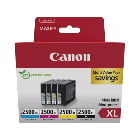 CANON TINTA ECOPACK BK+C/M/Y MAXIFI IB 4050/4150 - MB 5050/5150/5155/5350/5450/5455 (PACK 4 COLORES) - PGI 2500XL