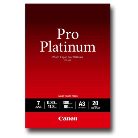 CANON PAPEL FOTOGRAFICO PT-101 PRO PLATINUM - A3 29,7X42CM - 300GR - 20 HOJAS