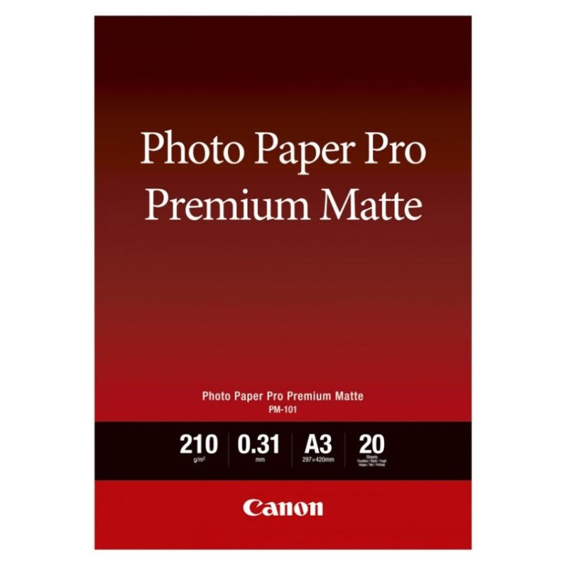 CANON PAPEL FOTOGRAFICO PRO PREMIUM MATTE PM-101 - A3 29,7X42CM - 210GR. - 20 HOJAS