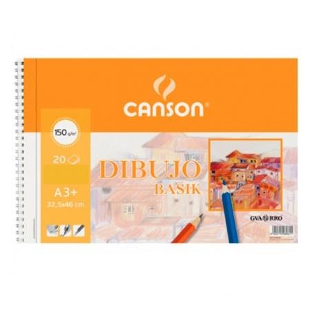 CANSON BLOC DIBUJO BASIK ESPIRAL 20H A3+ 150GR MICROPERFORADO PACK 10 UD BLANCO NATURAL
