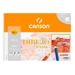 CANSON BLOC DIBUJO BASIK ESPIRAL 20H A4+ 150GR MICROPERFORADO PACK 10 UD BLANCO NATURAL