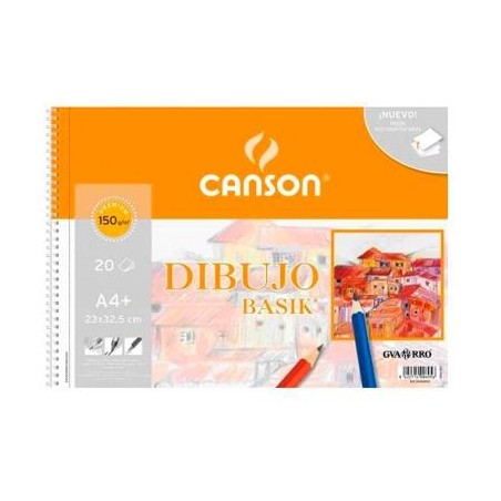 CANSON BLOC DIBUJO BASIK ESPIRAL 20H A4+ 150GR MICROPERFORADO PACK 10 UD BLANCO NATURAL