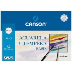 CANSON MINIPACK ACUARELA Y TÉMPERA BASIK 6 HOJAS LISO 29,7X42CM