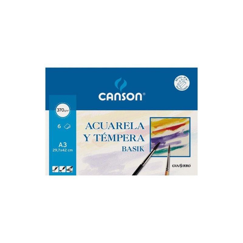 CANSON MINIPACK ACUARELA Y TÉMPERA BASIK 6 HOJAS LISO 29,7X42CM