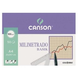 CANSON BLOC MILIMETRADO BASIK ENCOLADO 50 HOJAS 100 GR. 21X29,7CM
