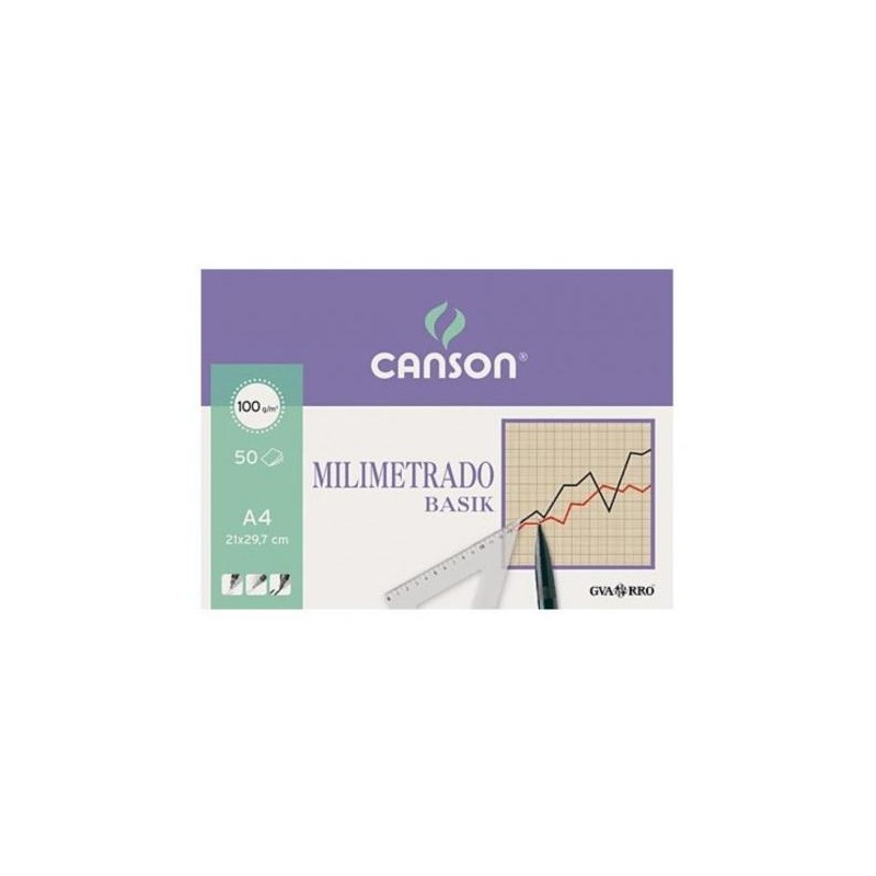 CANSON BLOC MILIMETRADO BASIK ENCOLADO 50 HOJAS 100 GR. 21X29,7CM