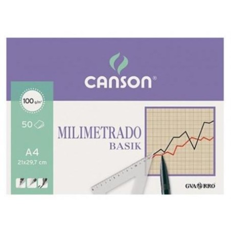CANSON BLOC MILIMETRADO BASIK ENCOLADO 50 HOJAS 100 GR. 21X29,7CM