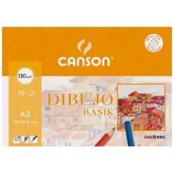 CANSON MINIPACK DIBUJO BASIK 10 HOJAS LISO 130 GR. 29,7X42CM -SOBRE UNITARIO-