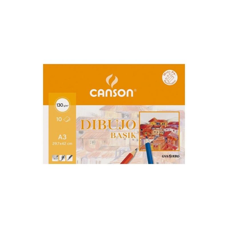CANSON MINIPACK DIBUJO BASIK 10 HOJAS LISO 130 GR. 29,7X42CM -SOBRE UNITARIO-