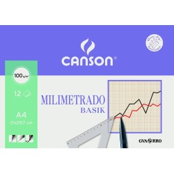 CANSON MINIPACK DIBUJO BASIK 12 HOJAS MILIMETRADO 100 GR. 21X29,7CM UNITARIO