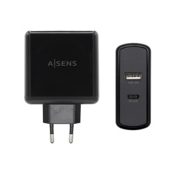 AISENS CARGADOR 57W, 1XUSB-C PD3.0 45W, 1XUSB-A 5V/2.4A 12W, NEGRO