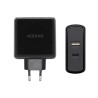 AISENS CARGADOR 57W, 1XUSB-C PD3.0 45W, 1XUSB-A 5V/2.4A 12W, NEGRO
