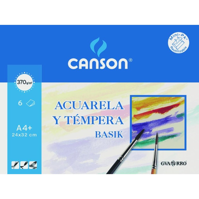 CANSON MINIPACK ACUARELA Y TÉMPERA BASIK 6 HOJAS 24X32CM
