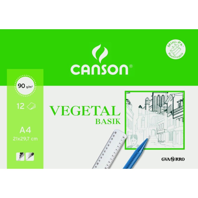 CANSON MINIPACK VEGETAL BASIK 12 HOJAS 21X29,7CM
