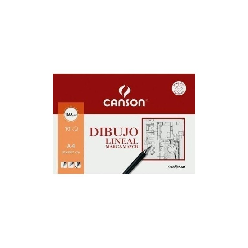 CANSON MINIPACK DIBUJO LINEAL 10 HOJAS GUARRO MARCA MAYOR 160 GR.21X29,7CM