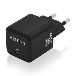 AISENS CARGADOR GAN 30W, 1XUSB-C PD3.0 QD4.0 NEGRO